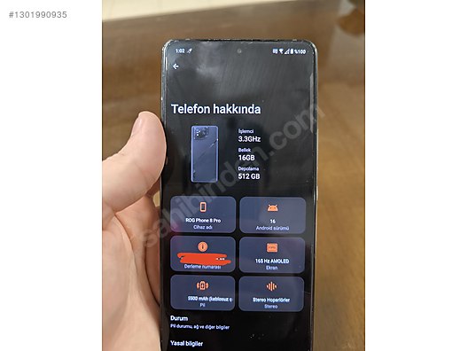 512 GB Siyah Asus ROG Phone 8 Pro Cep Telefonu - 1301990935