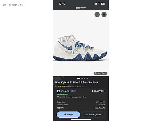 Nike Kyrie Kybrid S2 Sashiko 42 Numara Orijinal Nadir Ayakkabı on