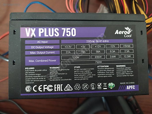 Aerocool Vx Plus Ae Vxp750 750w Aktif Pfc Guc Kaynagi Guc Kaynagi Ve Tum Masaustu Bilgisayar Parcalari Sahibinden Com Da