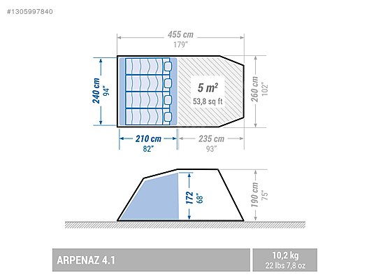 DECATHLON QUECHUA APRENAZ 4.1 AİLE ÇADIRI 1 KEZ KULLANILDI sahibinden ...