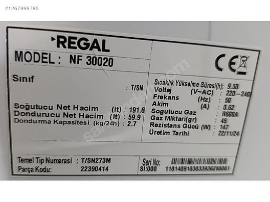 Buzdolabı Regal NF 30020 - İkinci El Regal Buzdolabı ve Beyaz Eşya